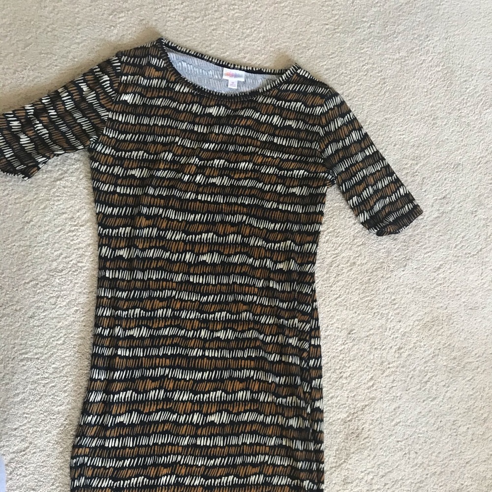 Lularoe Size M Julia Dress Brown Black Cream